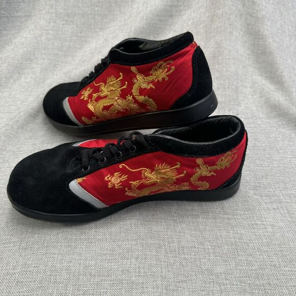 Rare Onmyodo Tatsu Ne Dragon Brocade & Leather Shoe 9M/10.5W Eu 42.5 Cork insole